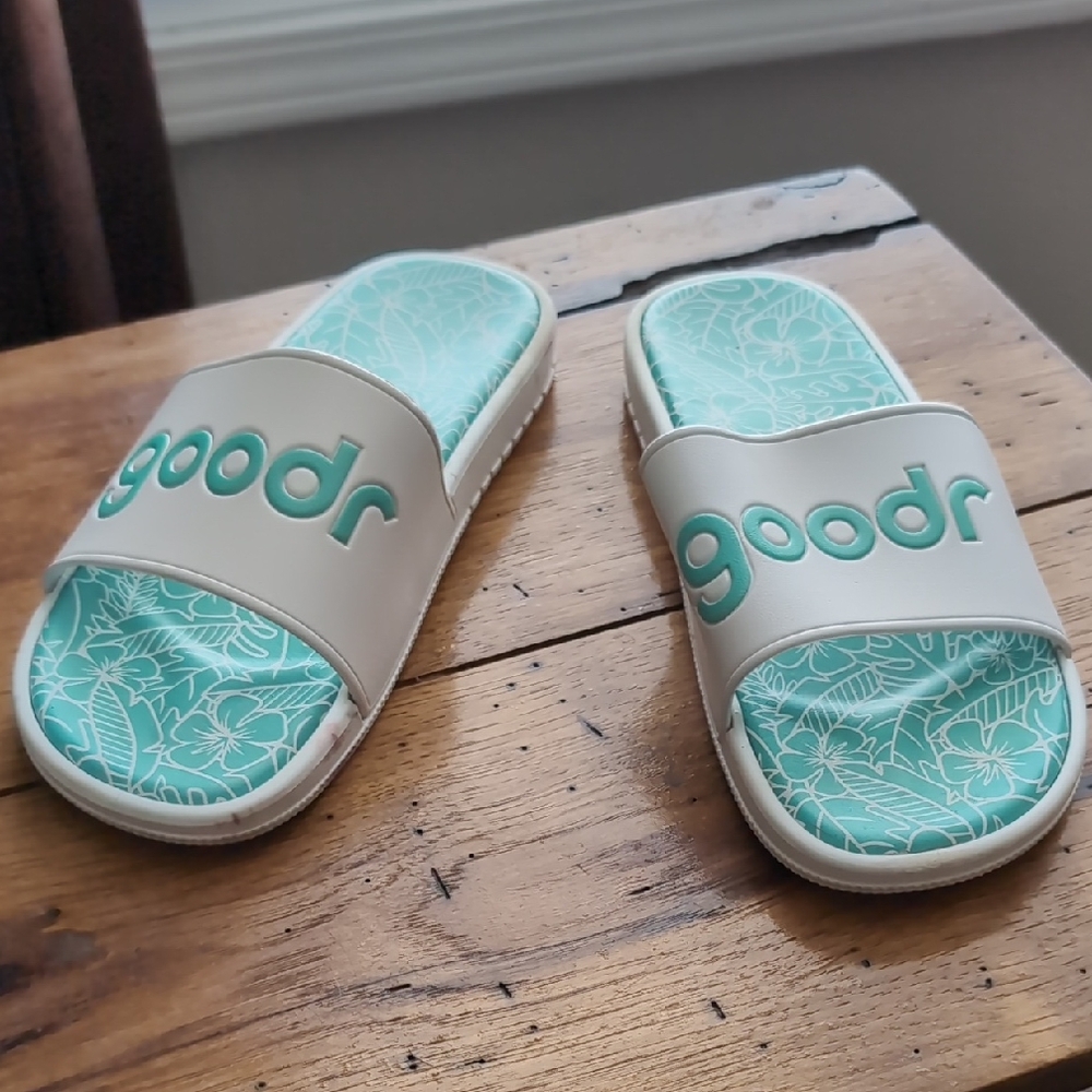 Goodr Aqua Slides with Floral Pattern